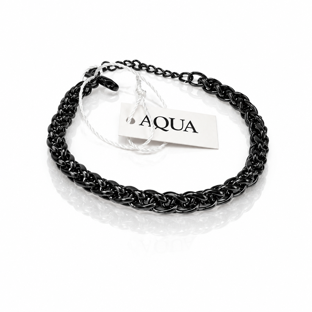 Bracciale Uomo Aqua in Acciaio Nero a Catena Spiga – 22 cm | CM Silver Jewels