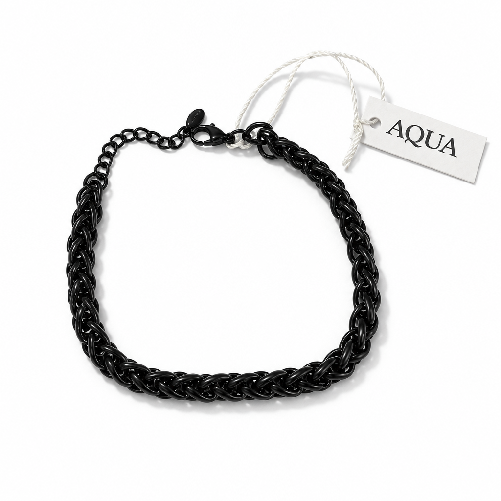 Bracciale Uomo Aqua in Acciaio Nero a Catena Spiga – 22 cm | CM Silver Jewels