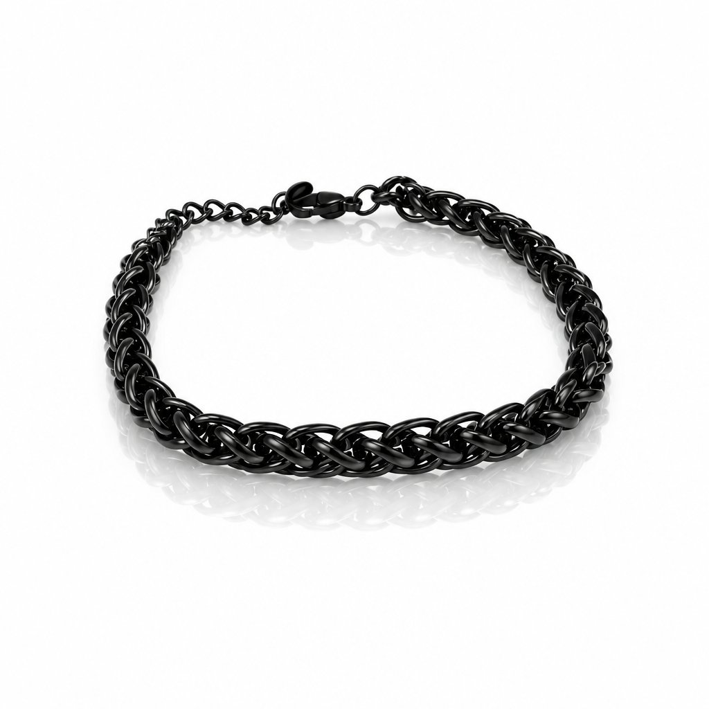 Bracciale Uomo Aqua in Acciaio Nero a Catena Spiga – 22 cm | CM Silver Jewels
