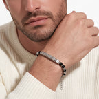 Bracciale Uomo Aqua in Acciaio con Sfere Nere e Cubi – 22 cm | CM Silver Jewels