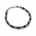Bracciale Uomo Aqua in Acciaio con Anelletti e Cubetti Neri – 22 cm | CM Silver Jewels