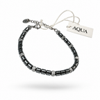 Bracciale Uomo Aqua in Acciaio Grigio Canna di Fucile con Cubetti – 22 cm | CM Silver Jewels