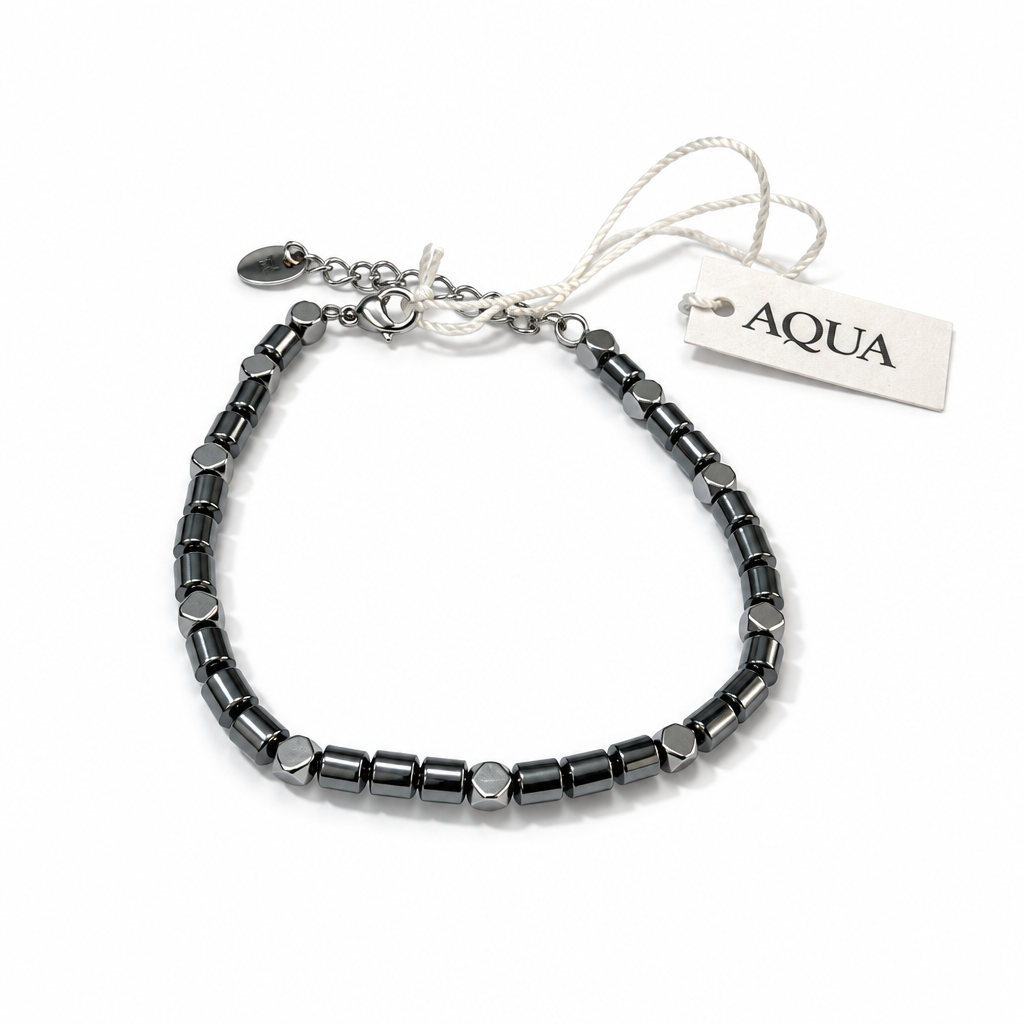 Bracciale Uomo Aqua in Acciaio Grigio Canna di Fucile con Cubetti – 22 cm | CM Silver Jewels