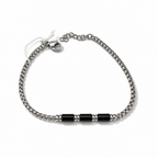 Bracciale Uomo Aqua in Acciaio a Catena Veneziana con Cilindri Neri – 21 cm | CM Silver Jewels