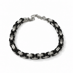 Bracciale Uomo Aqua a Catena Bizantina in Acciaio Nero e Lucido – 22 cm | CM Silver Jewels