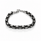 Bracciale Uomo Aqua a Catena Bizantina in Acciaio Nero e Lucido – 22 cm | CM Silver Jewels