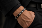 Bracciale Uomo Aqua a Catena Bizantina in Acciaio Nero e Lucido – 22 cm | CM Silver Jewels