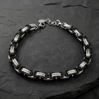 Bracciale Uomo Aqua a Catena Bizantina in Acciaio Nero e Lucido – 22 cm | CM Silver Jewels