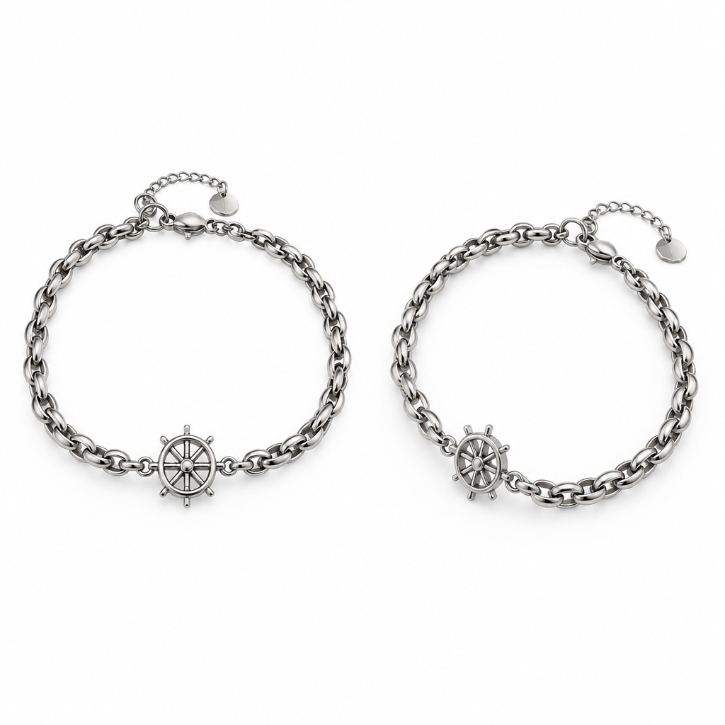 Bracciale Uomo Aqua in Acciaio a Maglia Marina con Timone – 22 cm | CM Silver Jewels