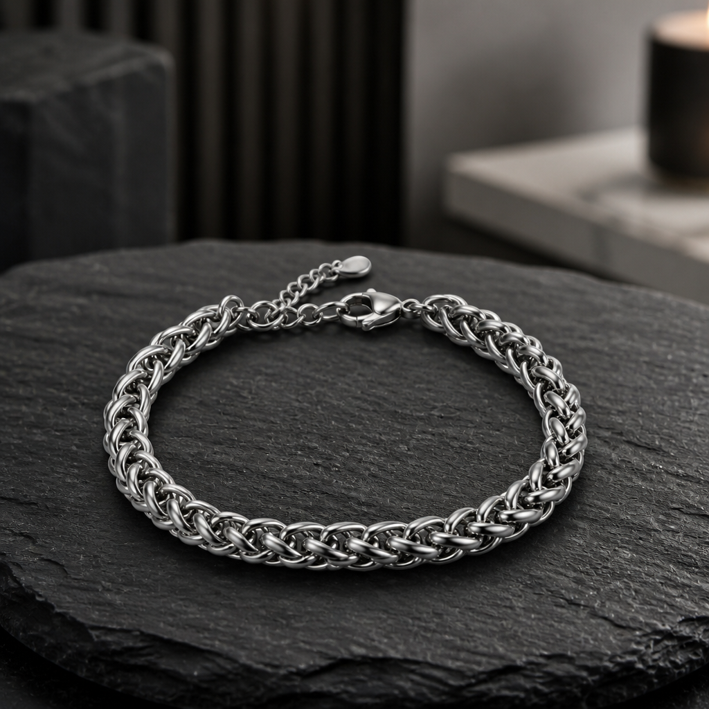 Bracciale Uomo Aqua in Acciaio a Catena Spiga – 22 cm | CM Silver Jewels