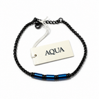 Bracciale Uomo Aqua in Acciaio a Catena Veneziana con Cilindri – Acciaio e Nero o Blu e Nero – 21 cm | CM Silver Jewels