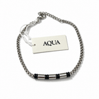 Bracciale Uomo Aqua in Acciaio a Catena Veneziana con Cilindri – Acciaio e Nero o Blu e Nero – 21 cm | CM Silver Jewels
