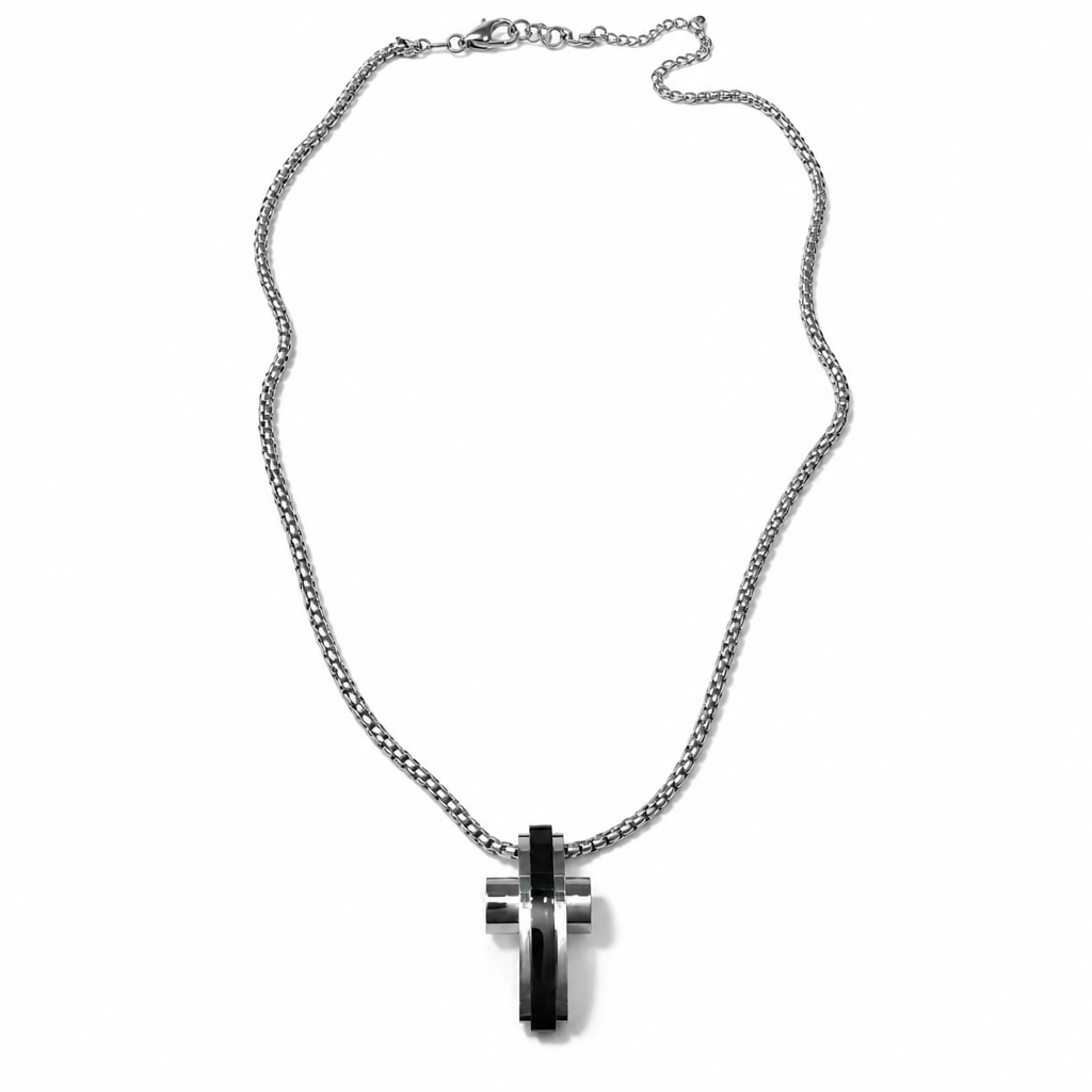 Collana Uomo Aqua con Croce in Acciaio – 55/60 cm | CM Silver Jewels