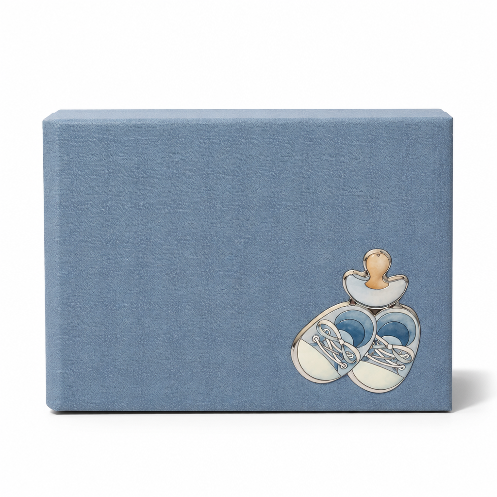 Album Nascita Brera Celeste con Scarpette e Ciuccio 15×20 cm | CM Silver Jewels