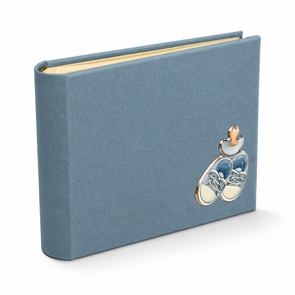 Album Nascita Brera Celeste con Scarpette e Ciuccio 15×20 cm | CM Silver Jewels