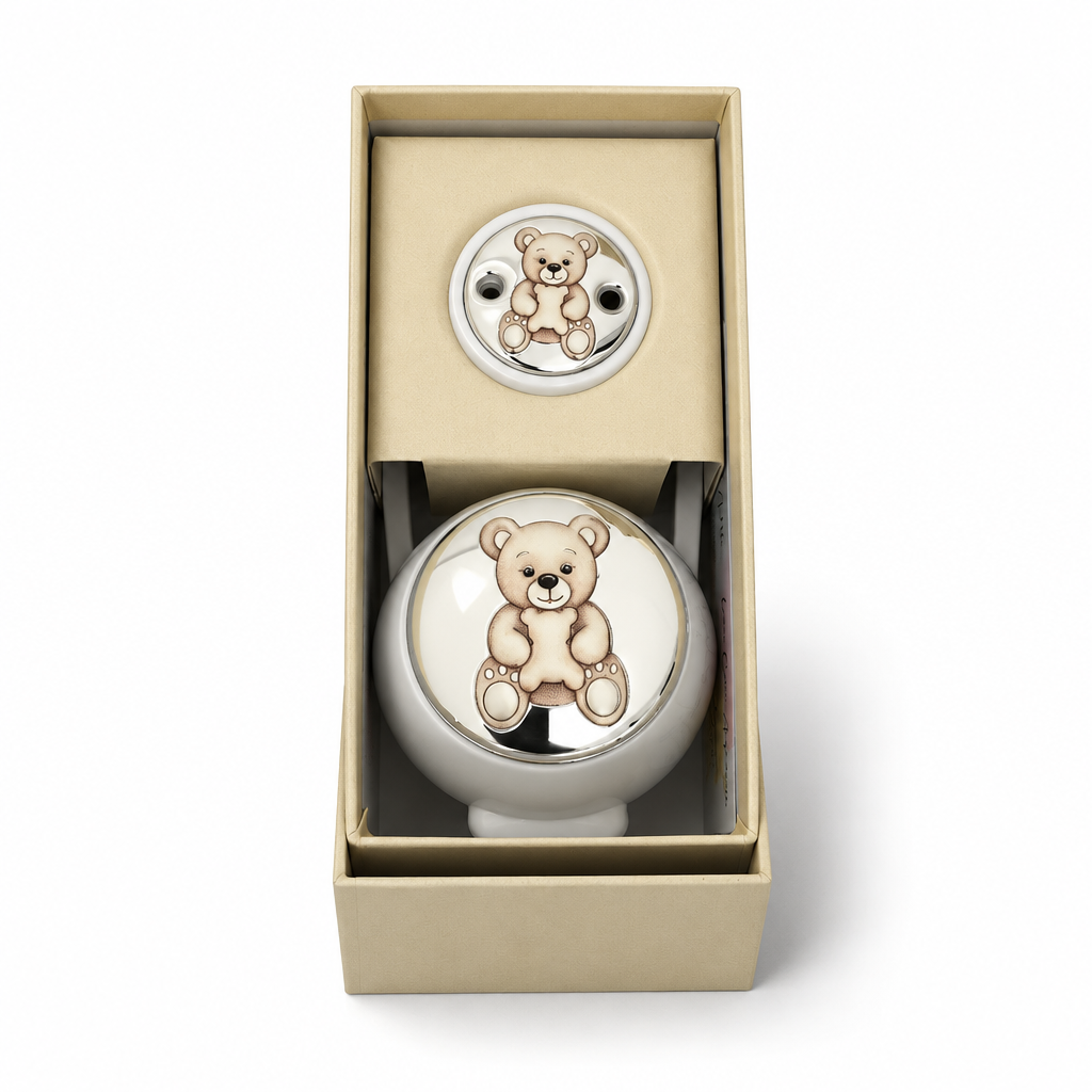 Attache-tétine Caschetto avec ourson en Argent 925 – Cadeau de naissance | CM Silver Jewels