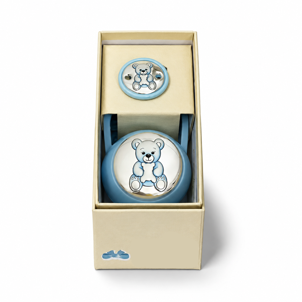 925 Silver Bear Helmet Pacifier Holder – Baby Shower Gift | CM Silver Jewels