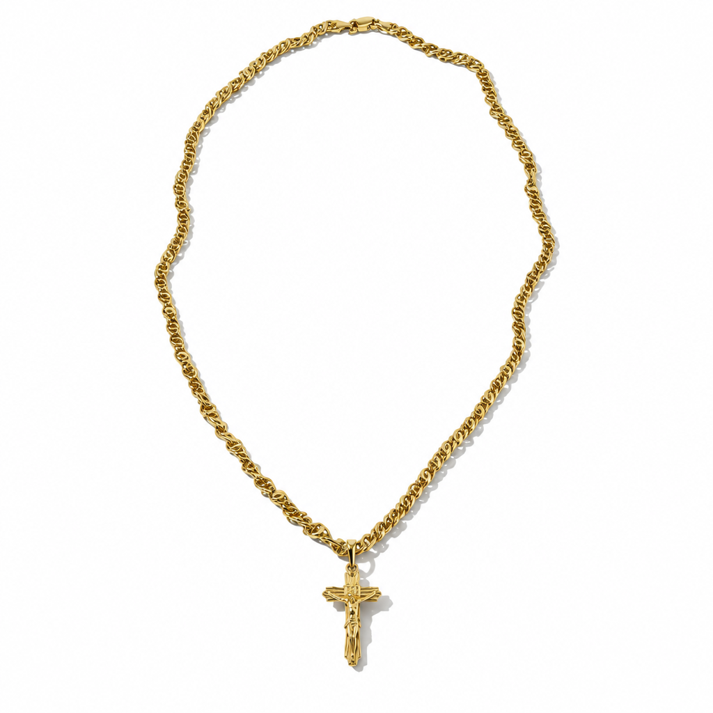 Collier en Argent 925 Plaqué Or avec Croix Miraculeuse – Taille 50/60 CM | CM Silver Jewels