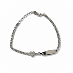 Women's Bracelet in 925 Silver with Zircon Pavé Heart – 20 cm Adjustable | CM Silver Jewels