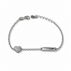 Bracciale Bambina in Argento 925 con Cuore e Targhetta – 16 cm + 3 cm | CM Silver Jewels