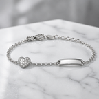Bracciale Bambina in Argento 925 con Cuore e Targhetta – 16 cm + 3 cm | CM Silver Jewels
