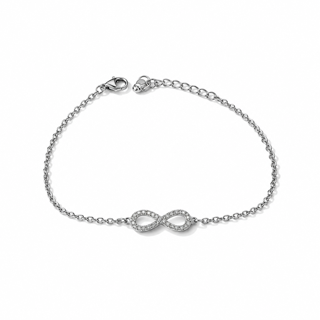 Bracciale Donna in Argento 925 con Infinito e Zirconi – 17/20 cm | CM Silver Jewels