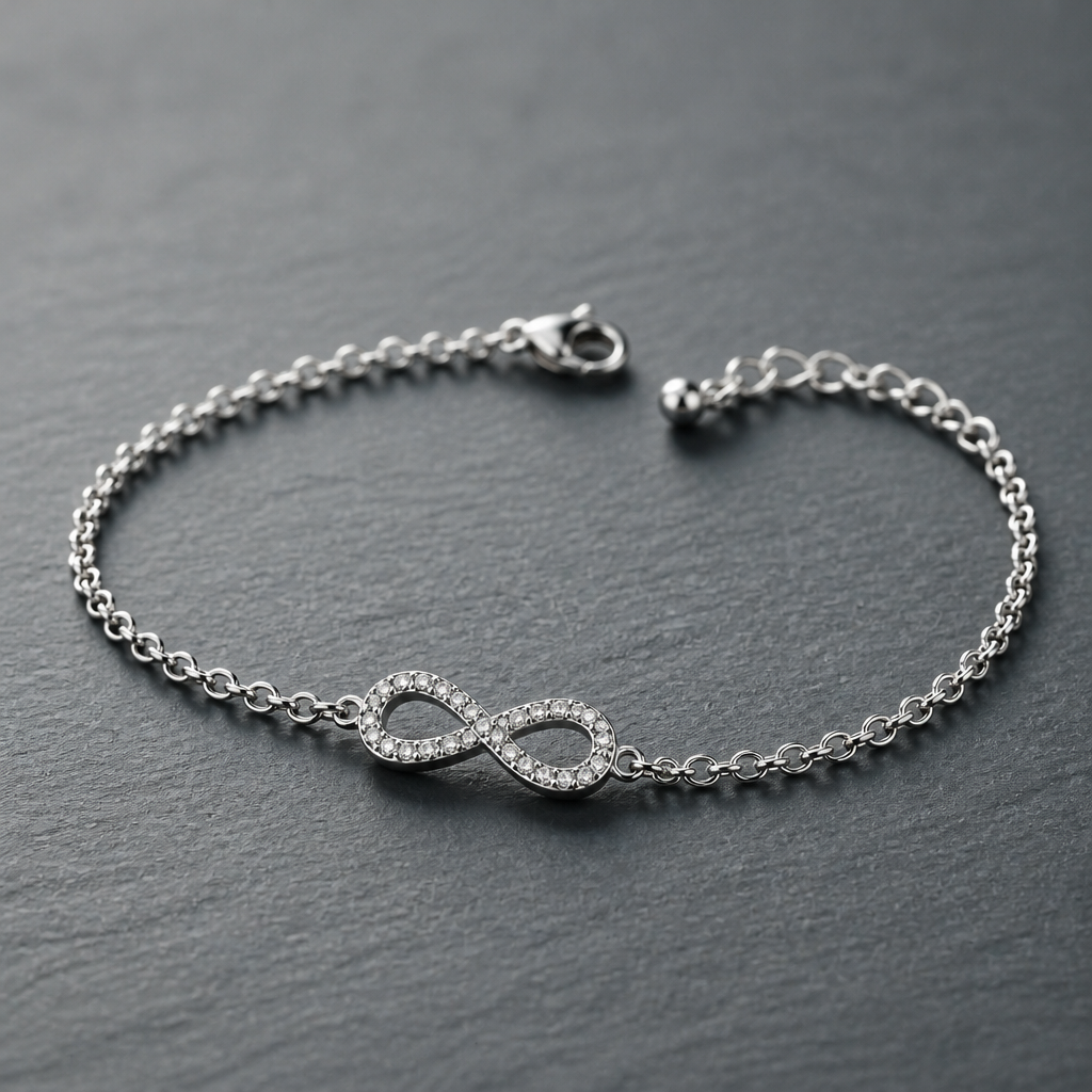 Bracciale Donna in Argento 925 con Infinito e Zirconi – 17/20 cm | CM Silver Jewels