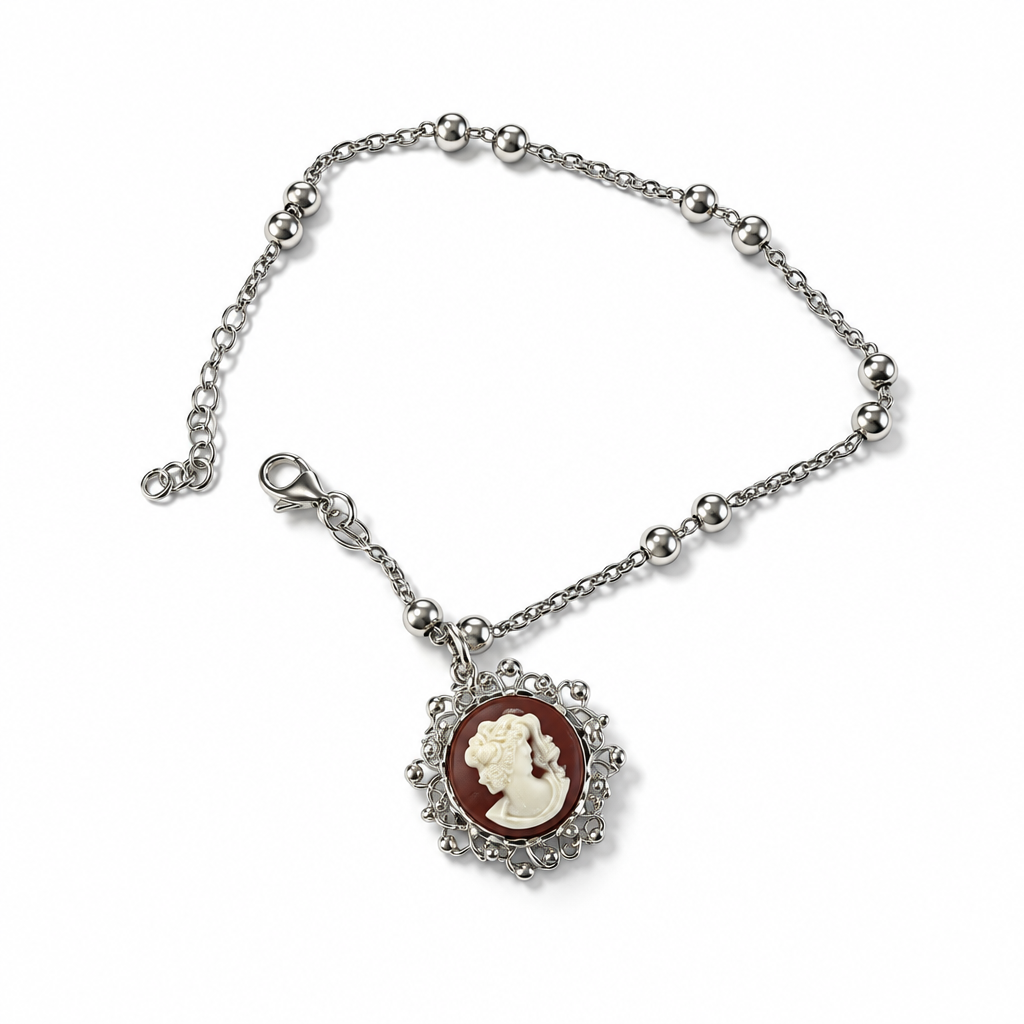 Bracciale Donna in Argento 925 con Cammeo in Resina – 19/22 cm | CM Silver Jewels