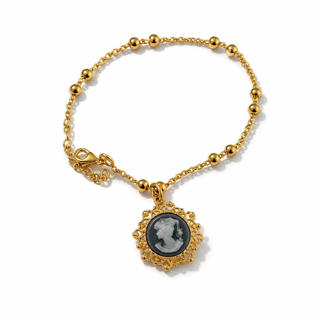 Bracciale Donna in Argento 925 con Cammeo in Resina – 19/22 cm | CM Silver Jewels