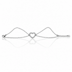 Bracciale Donna in Argento 925 con Cuore e Doppia Catena – 16,5/19 cm | CM Silver Jewels