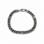 Bracciale Uomo in Argento 925 Brunito con Maglia Grumetta e Dettagli a S – 22 cm | CM Silver Jewels