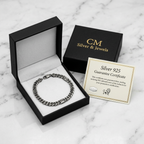 Bracciale Uomo in Argento 925 Brunito con Maglia Grumetta e Dettagli a S – 22 cm | CM Silver Jewels