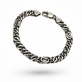 Bracciale Uomo in Argento 925 Brunito con Maglia Grumetta e Dettagli a S – 22 cm | CM Silver Jewels