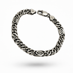 Bracciale Uomo in Argento 925 Brunito con Maglia Grumetta e Dettagli a S – 22 cm | CM Silver Jewels
