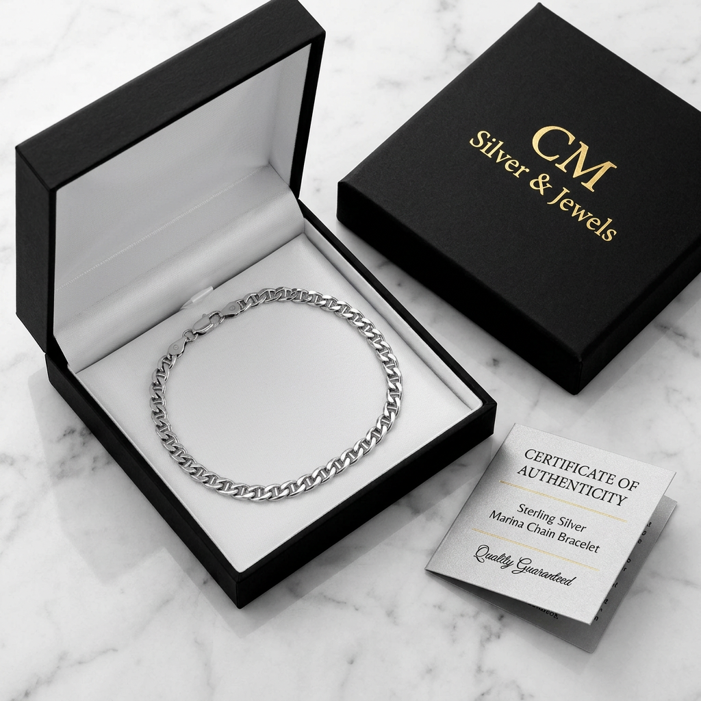 Bracciale Uomo in Argento 925 Rodiato a Maglia Marina 20 cm | CM Silver Jewels