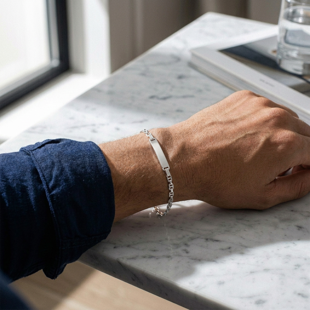Bracelet pour homme en argent 925 – Étiquette nominative