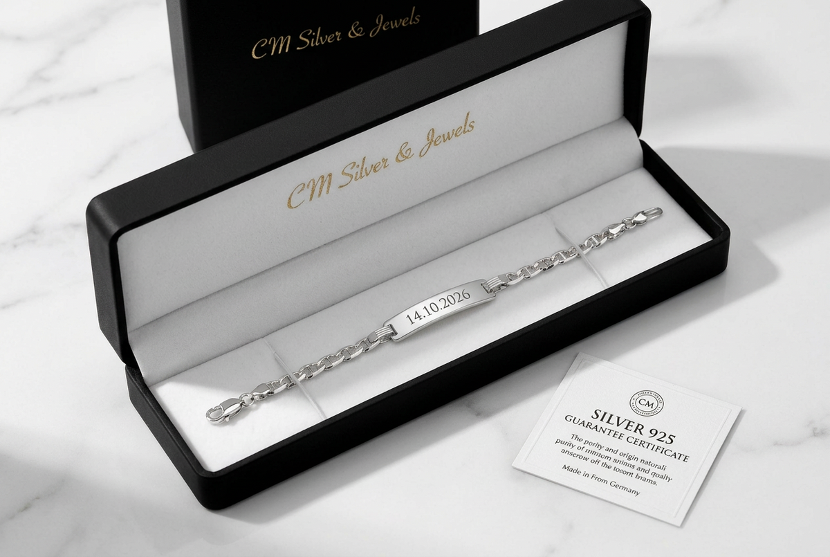 Bracelet pour homme en argent 925 – Étiquette nominative