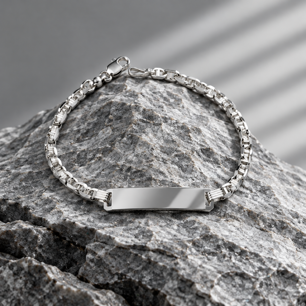 Bracelet pour homme en argent 925 – Étiquette nominative