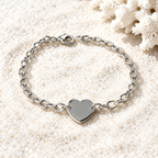 Bracciale Donna in Argento 925 con Cuore e Catena Ovale 18,5 cm | CM Silver Jewels