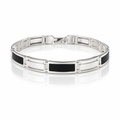 Bracciale Uomo in Argento 925 a Maglie Rettangolari con Dettagli Neri 21 cm | CM Silver Jewels