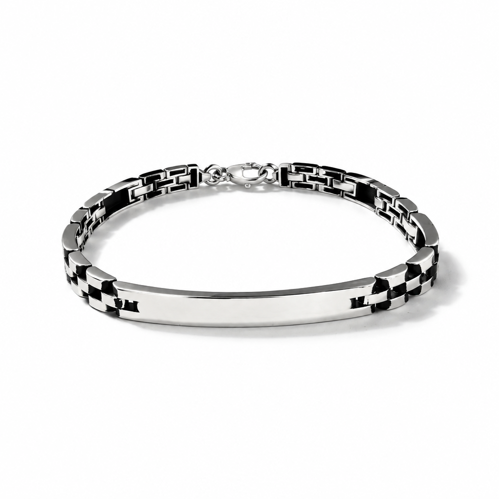 Men's Mariner Bracelet with Domed Links – 925 Sterling Silver and 18k Gold Plated – 20 cm | CM Silver Jewels