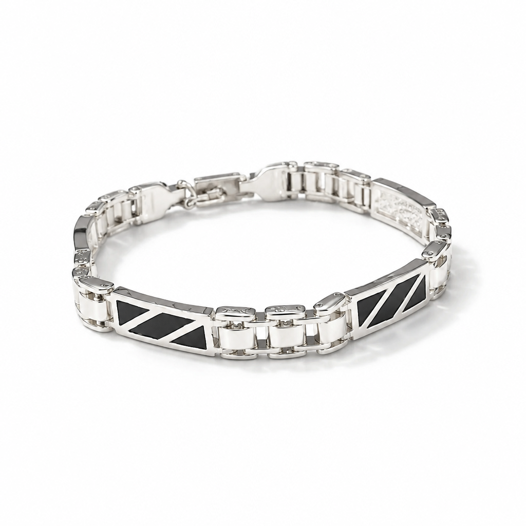 Men's Mariner Bracelet with Domed Links – 925 Sterling Silver and 18k Gold Plated – 20 cm | CM Silver Jewels