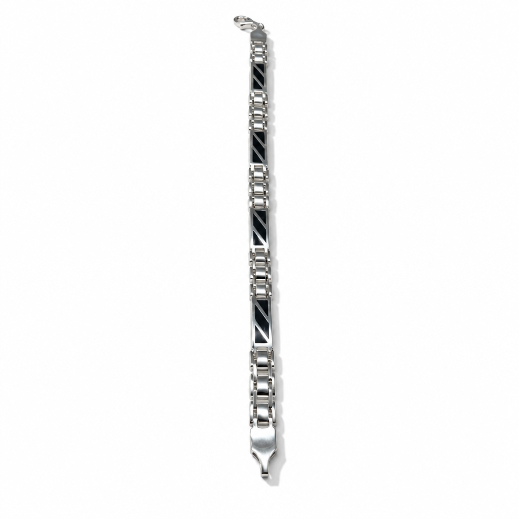 Men's Mariner Bracelet with Domed Links – 925 Sterling Silver and 18k Gold Plated – 20 cm | CM Silver Jewels