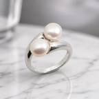 925 Silver Ring with Pearl – Size 13 | CM Silver Jewels