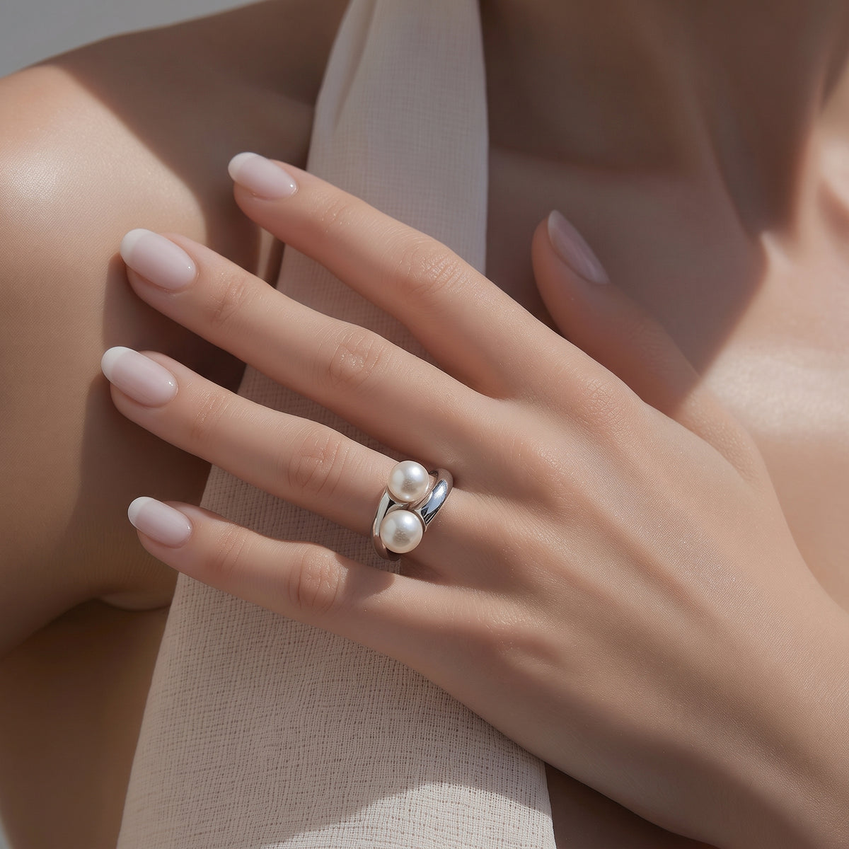 925 Silver Ring with Pearl – Size 13 | CM Silver Jewels
