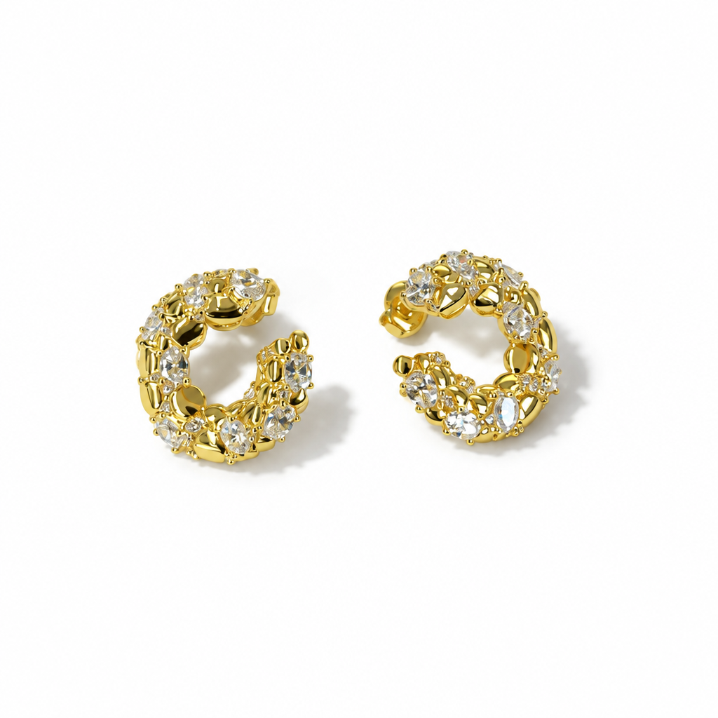 Orecchini in Argento 925 Placcato Oro con Pietre Trasparenti | CM Silver Jewels