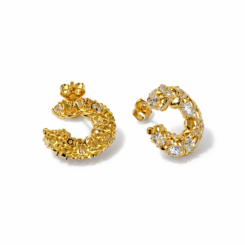 Orecchini in Argento 925 Placcato Oro con Pietre Trasparenti | CM Silver Jewels