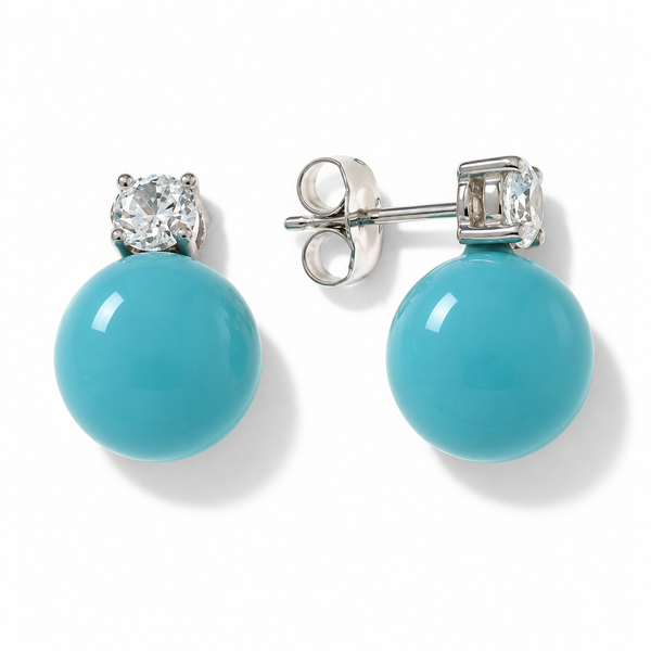 Orecchini Argento 925 con Perla Turchese 10 e 12 mm | CM Silver Jewels