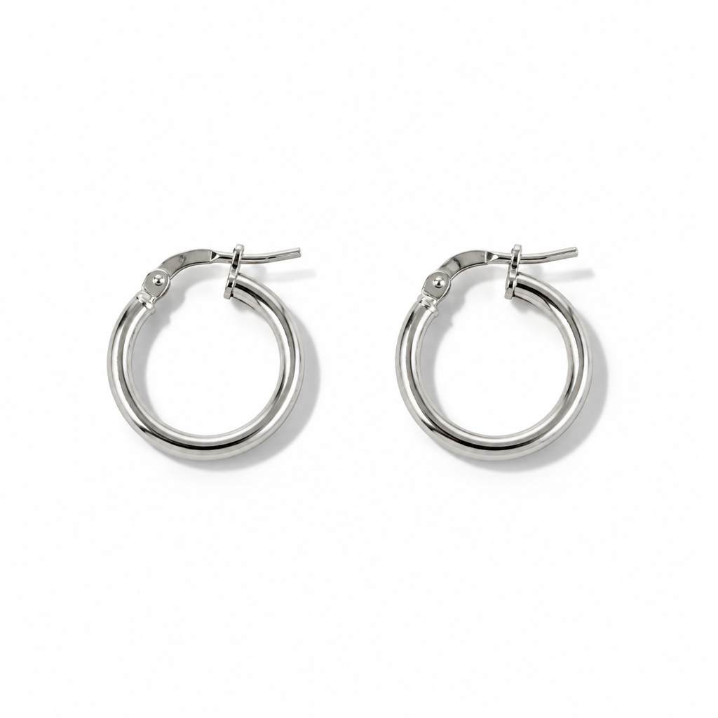 Orecchini a Cerchio Unisex Argento 925 15 mm | CM Silver Jewels
