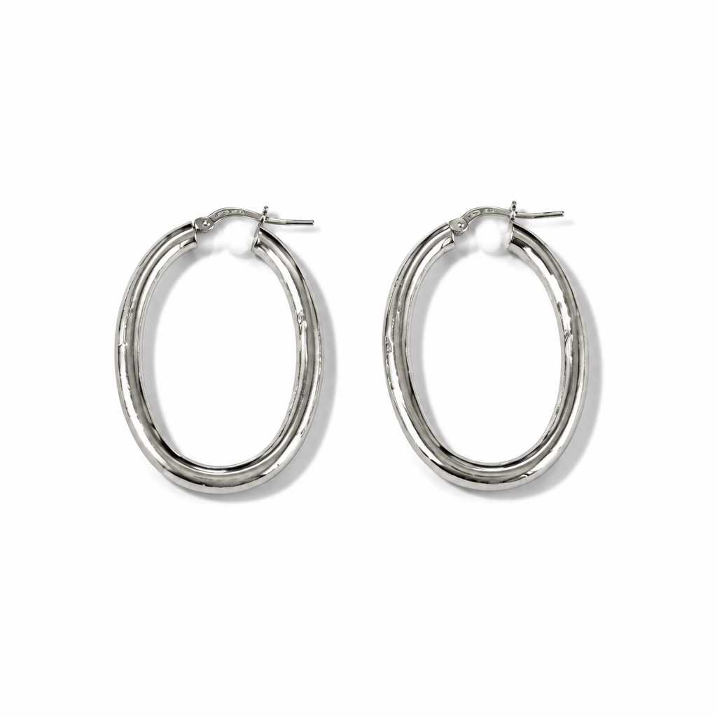 Orecchini Ovali in Argento 925 3,5 × 2,7 cm | CM Silver Jewels